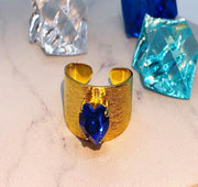 Blue heart cuff ring - seayoujewelry