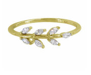 Leaves gold stacking ring